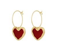 Boucles d'oreilles en forme de cœur rouge vin Boucles d'oreilles de personnalité Internet tempérament polyvalentes en forme cœur pêche rétro Boucle Oreille