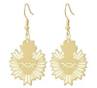 Boucles d'oreilles en forme de cœur sacré de Jésus pour femme, couronne d'épines, breloque foi catholique, amulette chrétienne, bijoux de Pâques, Moyen, Acier inoxydable, Pas de pierre précieuse