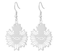 Boucles d'oreilles en forme de cœur sacré de Jésus pour femme, couronne d'épines, breloque foi catholique, amulette chrétienne, bijoux de Pâques, Moyen, Acier inoxydable, Pas de pierre précieuse