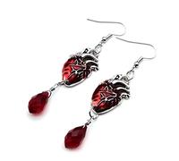 Boucles d'oreilles en forme de cœur saignant avec sang rouge gothique pour vampire gothique bijoux tendance pour femmes