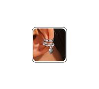 Boucles d'oreilles en forme de cœur sans perçage - Boucles d'oreilles enveloppantes en forme de cœur - En argent - Petit cristal - À clipser - Pour cartilage simple et délicat - Triple illusion de