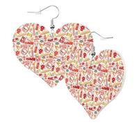 Boucles d'oreilles en forme de cœur tendance pour femme - Boucles d'oreilles pendantes en cuir avec icônes de pompier, boucles d'oreilles amusantes sans nickel pour fête d'anniversaire