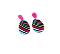 Boucles d'oreilles en forme de dés d'œuf de Pâques imprimées en acrylique, boucles d'oreilles de lapin personnalisées de couleur contrastée à la mode, boucles d'oreilles du zodiaque animal po