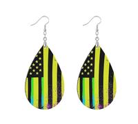Boucles d'oreilles en forme de feuille style goutte d'eau impression double face qui ne tombent pas facilement pour les femmes, watertrop, Bois Métal, Pas de pierre précieuse