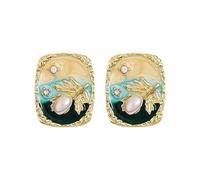 Boucles d'oreilles en forme de fleur à l'huile - Texture en alliage - Bijoux modernes - Pour un usage quotidien et une fête - Boucles d'oreilles carrées en alliage pour femme, taille unique, Comme