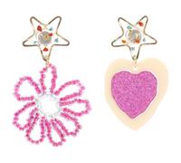 Boucles d'oreilles en forme de fleur en acrylique avec cœur en dopamine, décorations étoilées, crochets aiguilles en alliage argenté, parfaites pour les événements festifs