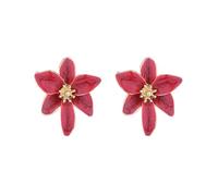 Boucles d'oreilles en forme de fleur en émail coloré pour femme - Style rétro - Brillantes, confortables, durables et résistantes à la rouille, Alliage, goutte d'huile, Pierre secondaire