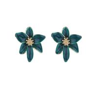 Boucles d'oreilles en forme de fleur en émail coloré pour femme - Style rétro - Brillantes, confortables, durables et résistantes à la rouille, Alliage, goutte d'huile, Pierre secondaire
