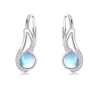 Boucles D'oreilles en Forme de Fleur pour Femme en Argent Sterling avec Pierre de Lune/Chakra - Boucles D'oreilles en Fil Cadeau pour Filles