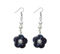 Boucles d'oreilles en forme de fleurs géométriques européennes avancées sensibles à l'âge avant et arrière lisses tendance avec crochets d'oreille pour filles, taille unique, Comme décrit, Comme