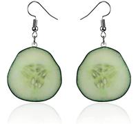 Boucles d'oreilles en forme de fruits en acrylique - Pour l'été - Cadeau idéal - Joli concombre vert