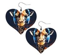 Boucles d'oreilles en forme de girafe portant des écouteurs en cuir synthétique - Légères - Pendantes - Pour femmes - Mariages, fêtes, cérémonies, banquets, cadeaux, One Size, Cuir, Pas de pierre