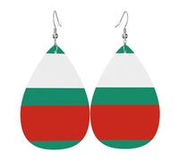 Boucles d'oreilles en forme de goutte avec drapeau bulgare - Boucles d'oreilles pendantes légères pour cadeaux de Noël et de Saint-Valentin