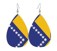 Boucles d'oreilles en forme de goutte avec drapeau de la Bosnie-Herzégovine pour femme | Boucles d'oreilles de rencontres tempéramentales | Cadeau d'anniversaire pour votre meilleure amie, taille