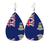 Boucles d'oreilles en forme de goutte avec drapeau des îles Caïmans - Boucles d'oreilles pendantes légères pour cadeaux de Noël et de Saint-Valentin