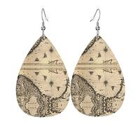 Boucles D'Oreilles En Forme De Goutte Carte Ancienne Du Monde Viking En Norvège Légères Boucles D'Oreilles Pendantes De Goutte Vintage Boucle D'Oreille Pour Voyages Les Vacances Accessoire