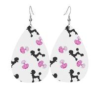 Boucles d'oreilles en forme de goutte de parfum rose avec imprimé caniche pour femme, cadeau pour Saint-Valentin, vacances, décoration de voyage