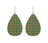 Boucles d'oreilles en forme de goutte d'eau, motif tartan écossais Pollock et Sinclair, inspirées des tendances du tartan écossais. Accessoires tendance.