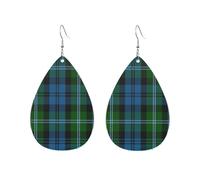Boucles d'oreilles en forme de goutte d'eau, motif tartan familial du clan Lyon et Metcalf, accessoires de mode