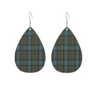 Boucles d'oreilles en forme de goutte d'eau, motif tartan Paisley District, inspirées du clan Phillips of Wales. Accessoires tendance.