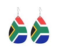Boucles D'Oreilles En Forme De Goutte Drapeau De L'Afrique Du Sud Amusantes Boucles D'Oreilles Pendantes Décontractées Boucle D'Oreille En Simili Cuir Pour Anniversaires Accessoire Femme