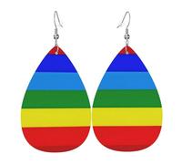 Boucles D'Oreilles En Forme De Goutte Drapeau Indigène De L'Équateur Amusantes Boucles D'Oreilles Pendantes En Forme Luxueux Boucle D'Oreille En Simili Cuir Pour Anniversaires Fêtes Mariage