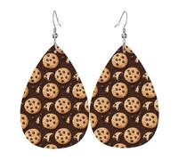 Boucles d'oreilles en forme de goutte en cuir pour femme - Motif biscuits au chocolat