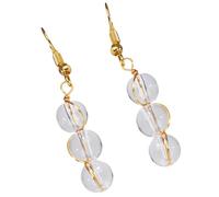Boucles d'oreilles en forme de goutte faites à la main Perles de cristal naturelles avec brins métalliques Accessoires d'oreilles élégants Bijoux légers Boucles d'oreilles à la mode et dorées pour