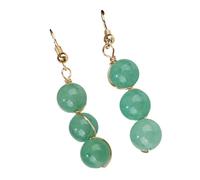 Boucles d'oreilles en forme de goutte faites à la main Perles de cristal naturelles avec brins métalliques Accessoires d'oreilles élégants Bijoux légers Boucles d'oreilles à la mode et dorées pour