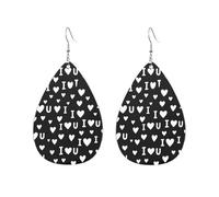 Boucles D'Oreilles En Forme De Goutte Je T'Aime Vintage Boucles D'Oreilles Pendantes En Forme Luxueux Boucle D'Oreille En Simili Cuir Pour Danse Quotidien Accessoire