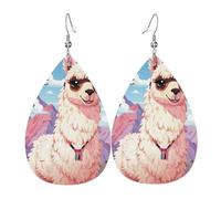 Boucles D'Oreilles En Forme De Goutte Lama Alpaca De Dessin Animé Décontractées Boucles D'Oreilles Pendantes De Goutte Tendancees Boucle D'Oreille En Simili Cuir Pour Femme Accessoire Fêtes