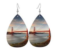 Boucles D'Oreilles En Forme De Goutte Pont Du Golden Gate Amusantes Boucles D'Oreilles Pendantes En Forme De Goutte Tendancees Boucle D’Oreille En Cuir Pour Quotidien Femme Anniversaires