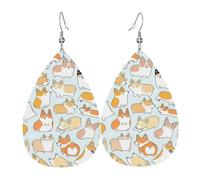 Boucles d'oreilles en forme de larme avec imprimé chien Corgi - Cadeau pour la Saint-Valentin, les vacances, les voyages
