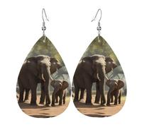 Boucles d'oreilles en forme de larme avec imprimé éléphant pour femme - Cadeau pour la Saint-Valentin, les vacances, les voyages
