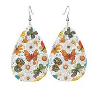 Boucles d'oreilles en forme de larme avec imprimé papillon et marguerite pour femme, bijou tendance pour la Saint-Valentin, les vacances, les voyages