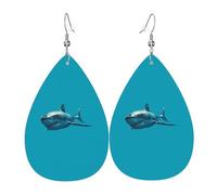 Boucles d'oreilles en forme de larme avec motif requin bleu - Cadeau pour la Saint-Valentin, les vacances, les voyages