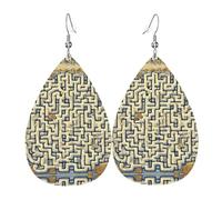 Boucles d'oreilles en forme de larme imprimée carte au trésor du labyrinthe pour femme | Boucles d'oreilles de rencontres tempéramentales | Cadeau d'anniversaire pour votre meilleure amie, taille