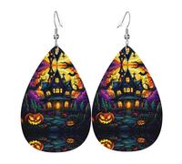 Boucles d'oreilles en forme de larme, motif château de la terreur, boucles d'oreilles tendance adaptées pour le travail, les rendez-vous, les vacances