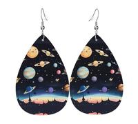Boucles d'oreilles en forme de larme Saturne Jupiter Terre - Boucles d'oreilles pendantes légères pour cadeaux de Noël et de Saint-Valentin