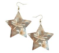 Boucles d'oreilles en forme de libellule et de fleur pour femme, boucles d'oreilles pendantes en forme d'étoile étincelante, bijoux tendance pour soirée, One Size, Cuir