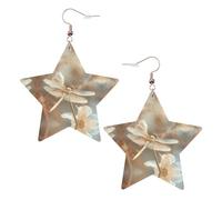 Boucles d'oreilles en forme de libellule et de fleur pour femme, boucles d'oreilles pendantes en forme d'étoile étincelante, bijoux tendance pour soirée, One Size, Cuir