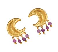 Boucles d'oreilles en forme de lune améthyste en acier de qualité supérieure, légères et élégantes, bijoux d'oreille modernes pour femme