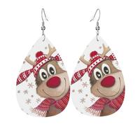 Boucles d'oreilles en forme de maison de Noël en forme de larme légères en cuir pour femme