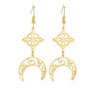 Boucles d'oreilles en forme de nœud de sorcière celtique pour femmes et filles - Symbole wiccan - Boucles d'oreilles pendantes - Talisman - Bijoux géométriques païens, Acier inoxydable, Pas de gemme