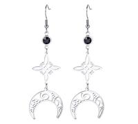 Boucles d'oreilles en forme de nœud de sorcière celtique pour femmes et filles - Symbole wiccan - Boucles d'oreilles pendantes - Talisman - Bijoux géométriques païens, Acier inoxydable, Pas de gemme