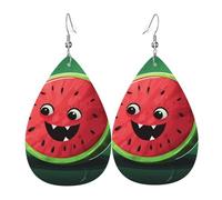 Boucles d'oreilles en forme de pastèque pour femme - Boucles d'oreilles pendantes en cuir - Double face - Légères - Accessoires d'oreille pour femme - Bijoux tendance - Cadeau d'anniversaire