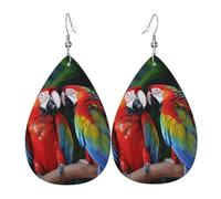 Boucles d'oreilles en forme de perroquet deux couleurs pour femme - Boucles d'oreilles pendantes en cuir - Double face - Légères - Accessoires d'oreille pour femme - Bijoux tendance - Cadeau