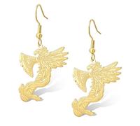 Boucles d'oreilles en forme de phénix viking en acier inoxydable avec hache viking qui monte des cendres - Mythologie nordique - Bijoux cadeaux (or)