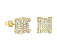 Boucles d'oreilles en forme de poire Plaqué or 5 Zircon cubique Cluster Rond Vis sur Stud Boucles d'oreilles note de musique pour (H, taille unique)