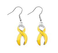 Boucles d'oreilles en forme de ruban jaune en strass pour la sensibilisation au cancer de l'endométriose, au cancer de la vessie, à la prévention du et au cancer des os, Métal